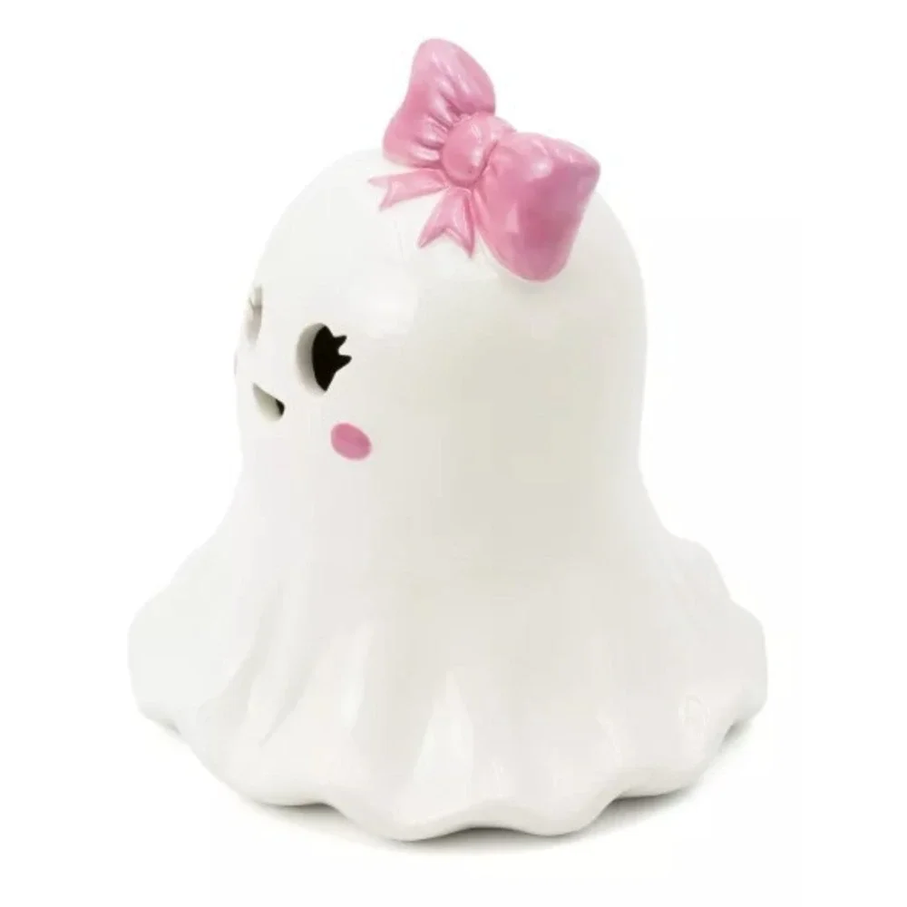 Target Bullseye Halloween 2025 ~ Ceramic LED Light Up Ghost with Pink Bow ~ NEW